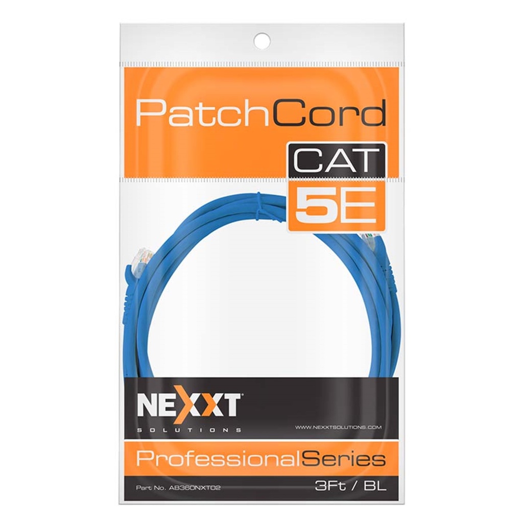 (AB360NXT24) Nexxt - Patch Cord UTP Multifilar Categoria 5E Azul 24AWG Revestimiento CM (3M/10ft) (Unidad)