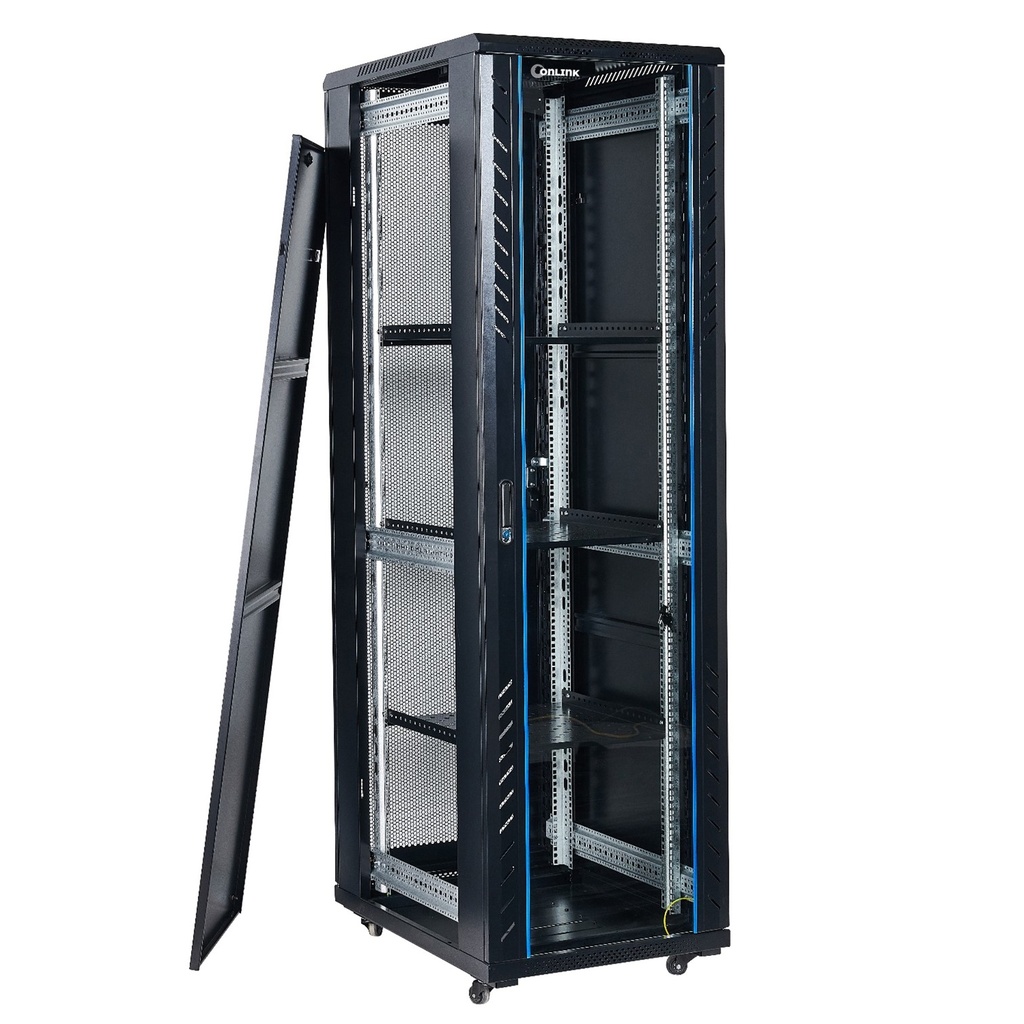  (AS6842-VM/600x800) Onlink - Rack de Piso Cerrado 42U 600x800mm con Puerta Frontal de Vidrio y Trasera de Malla