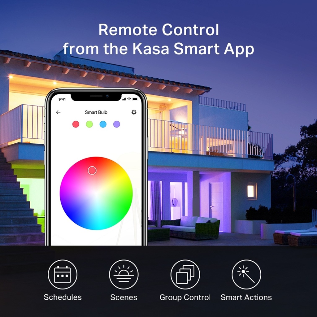 (KL125) Kasa by TP-Link - Bombillo LED Bulbo Inteligente Regulable 9W 2500K-6500K RGB Multicolor WiFi