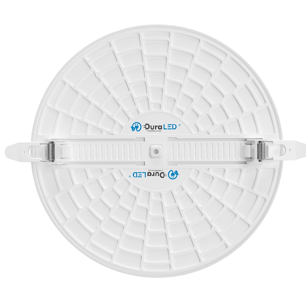 (DL-022-AG) DuraLED - Lampara Panel LED 9W 6500K Luz Fria Tipo Colmena Redonda Empotrar Borde Blanco