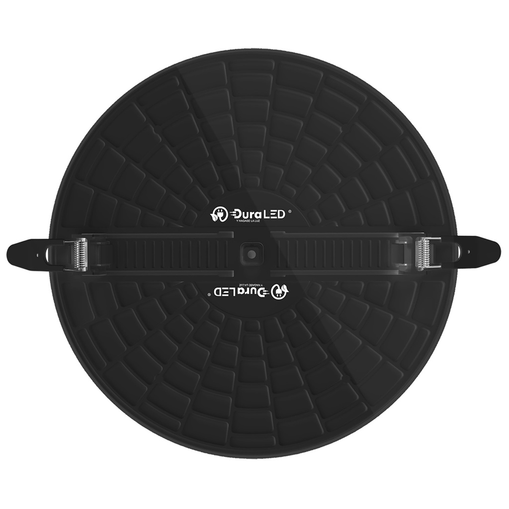 (DL-025-AG) DuraLED - Lampara Panel LED 9W 6500K Luz Fria Tipo Colmena Redonda Empotrar Borde Negro