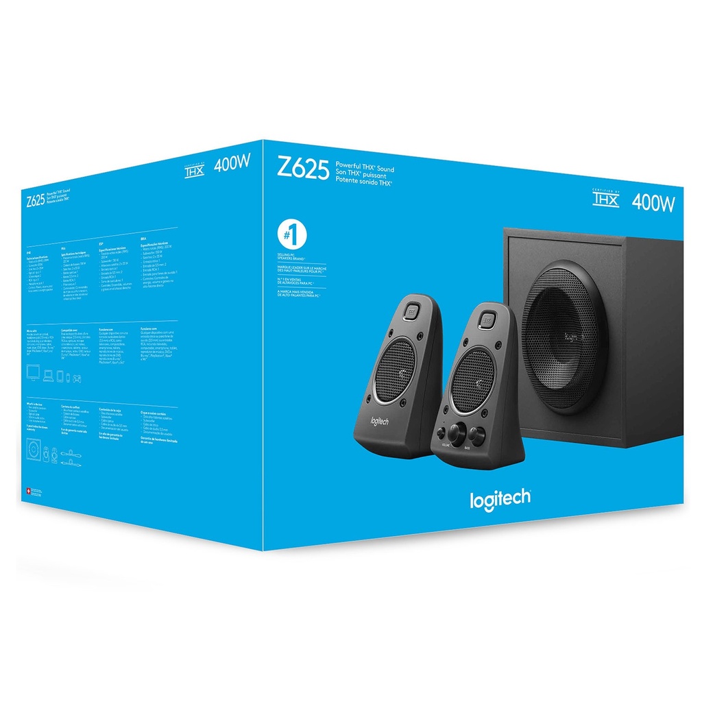 Cornetas Multimedia 2.1 Entradas RCA/3.5mm/Optico 200W RMS Logitech 980-001258 Z625