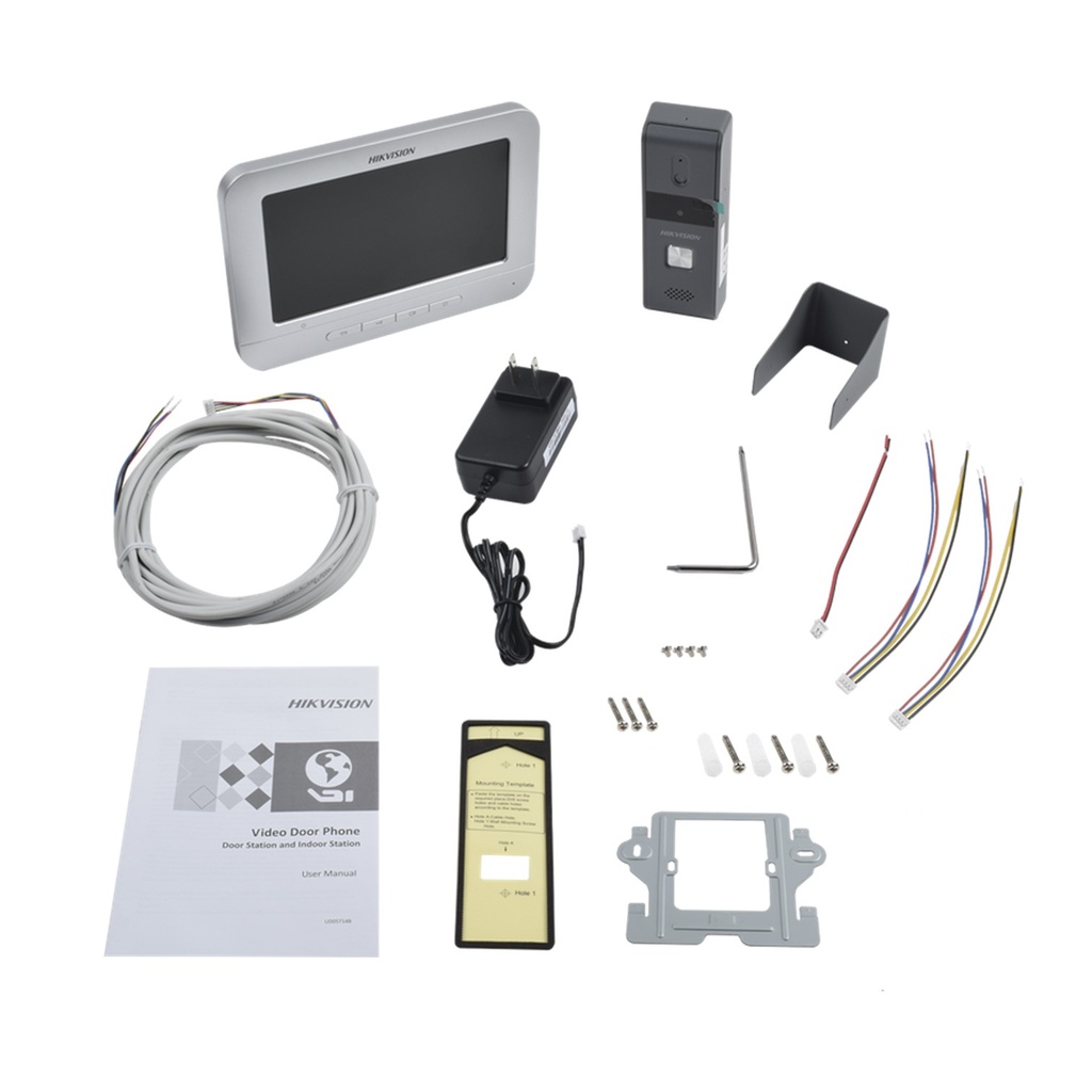 (DS-KIS203T) Hikvision - Kit de Videoportero Analógico con Pantalla LCD a Color de 7"
