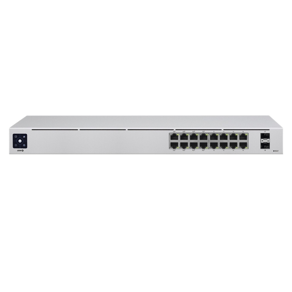 [USW-16-POE] Ubiquiti - UniFi Switch Gen2 Capa 2 de 16 puertos [8 puertos PoE 802.3af/at + 8 puertos Gigabit] + 2 puertos 1G SFP 42W