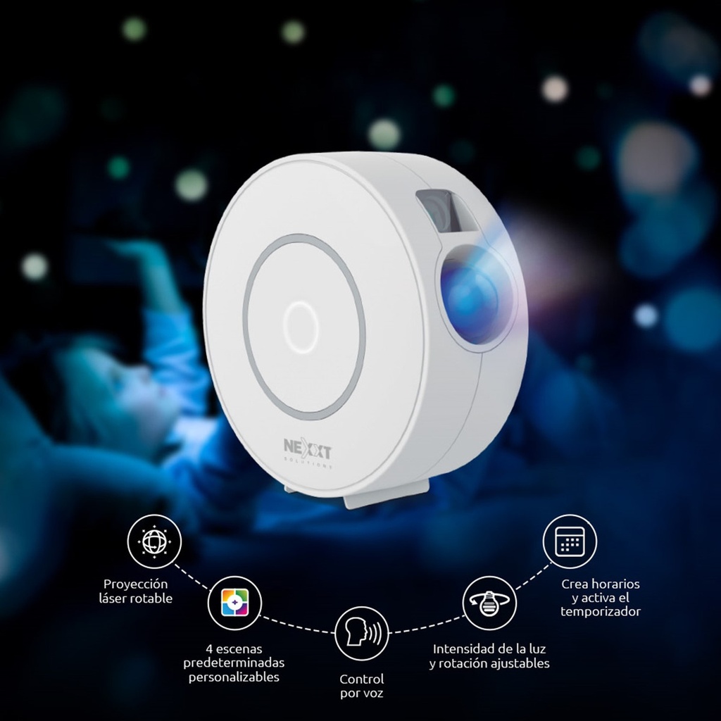 [NHA-G100] Nexxt Home - Proyector de Galaxias y Estrellas Inteligente WiFi