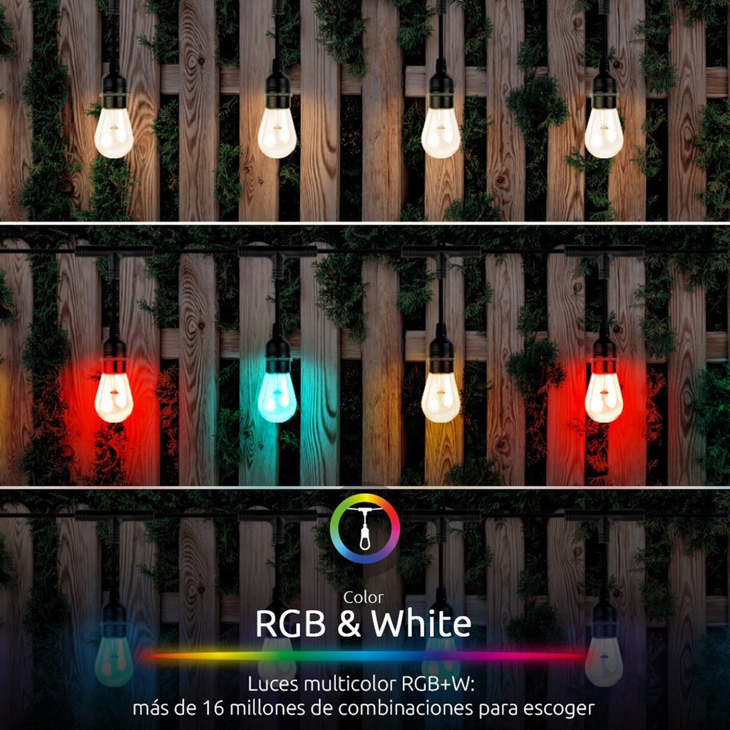 [NHB-O100] Nexxt Home - Guirnalda de Luces RGB Inteligente para Exteriores WiFi