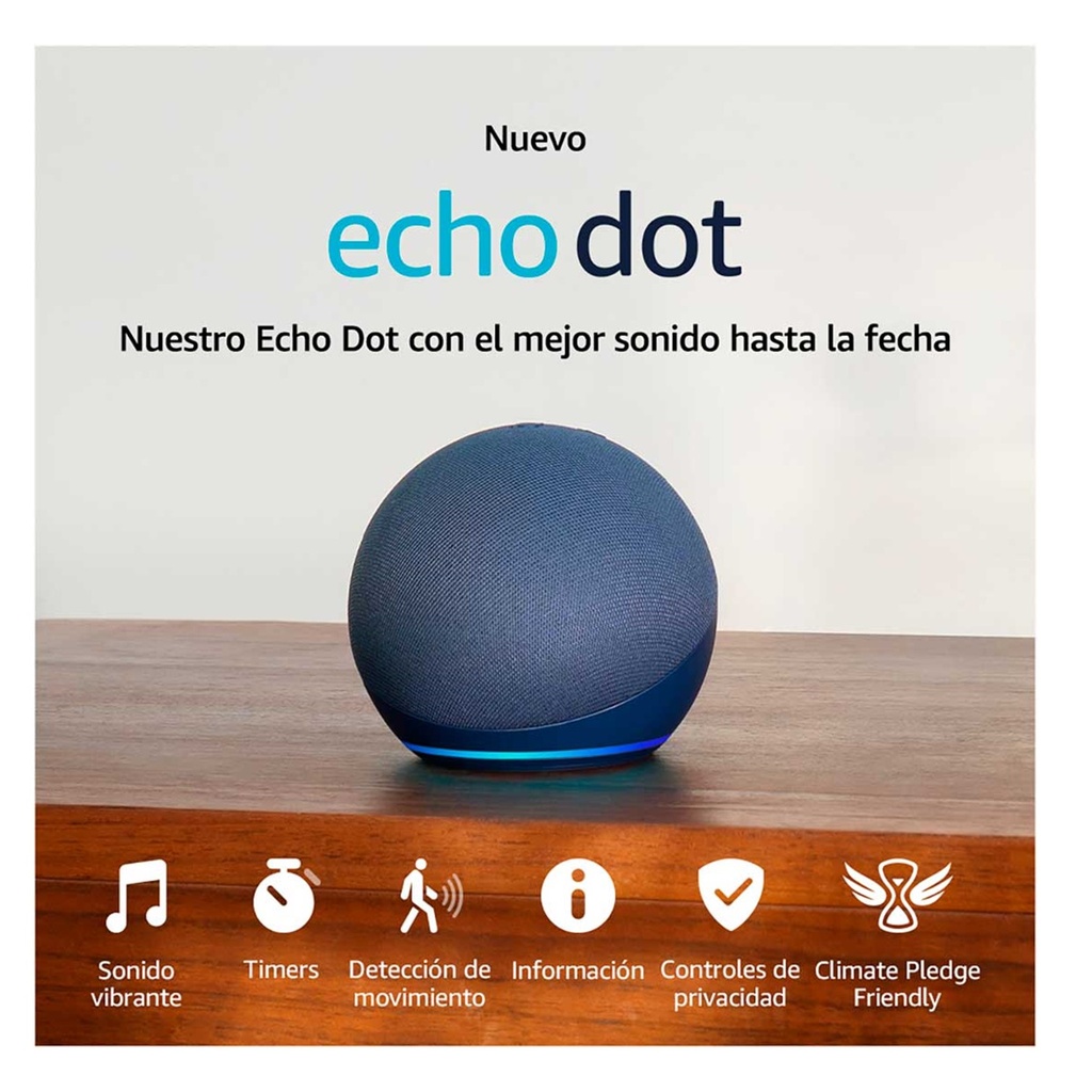 [ECHODOT-5THGEN-AZUL] Amazon - Altavoz Inteligente con Audio de Alta Fidelidad + Alexa