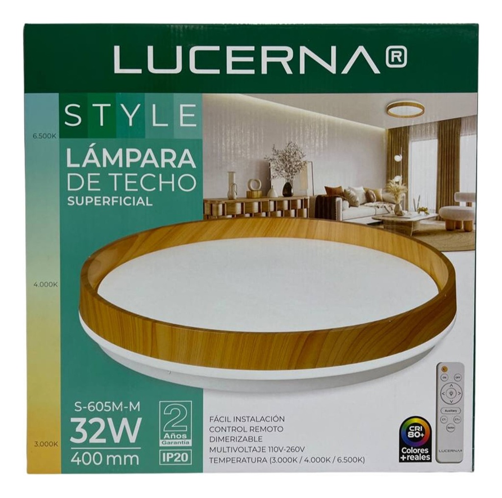 Lampara Plafon Decorativo 32w Dimerizable C/control S-605m-m