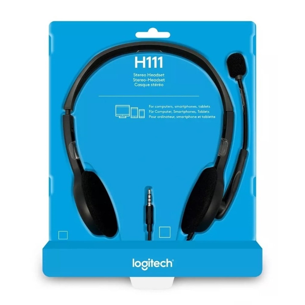 [H111] Logitech - Logitech Auriculares Estéreo con micrófono con Cancelación de Ruido