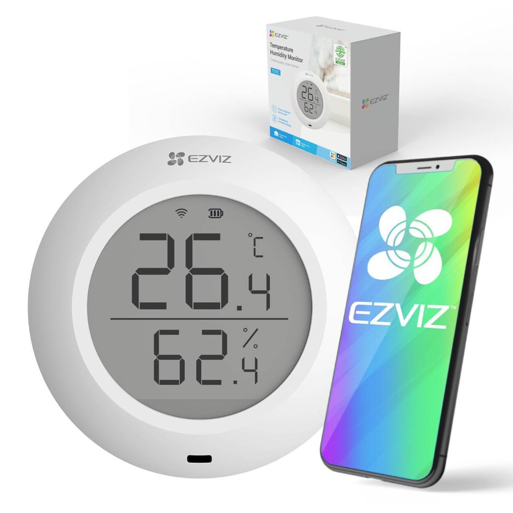 [CS-T51C-A0-BG] Ezviz - Sensor de Temperatura y Humedad Inalambrico con Bateria [Requiere Puerta de Enlace A3]