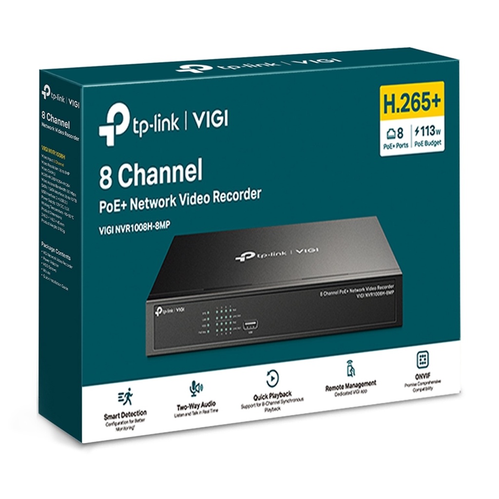 [NVR1008H-8MP] Vigi By TP-Link - NVR Grabador de Video en Red de 8 Canales POE