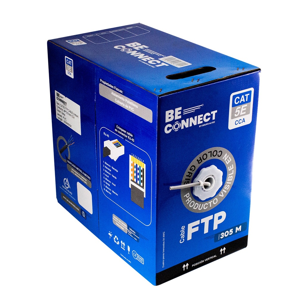 [ATB-CFC5INDCCA3] Beconnect - Cable FTP Apantallado Indoor Categoria 5E CCA [Bobina 305 Metros]