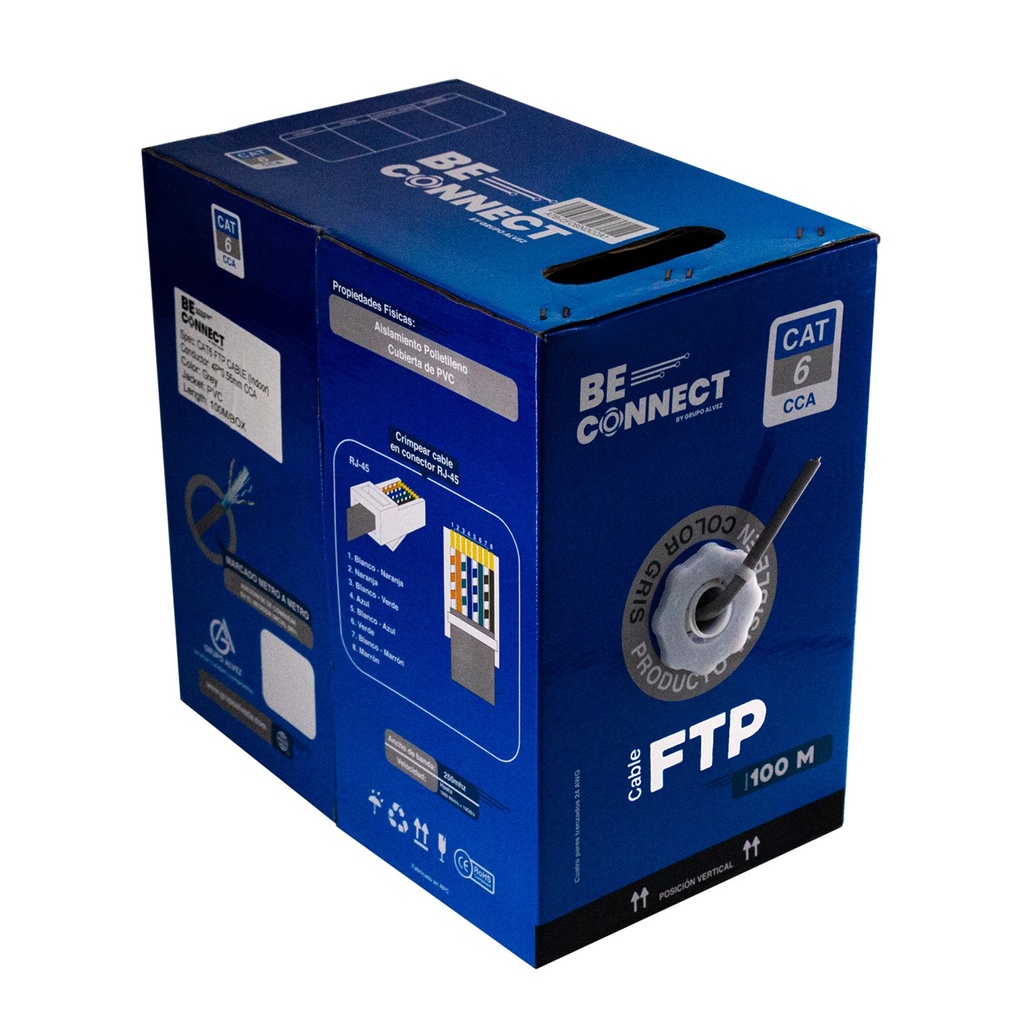 [ATB-CFC6INDCCA1] Beconnect - Cable FTP Apantallado Indoor Categoria 6 CCA [Bobina 100 Metros]