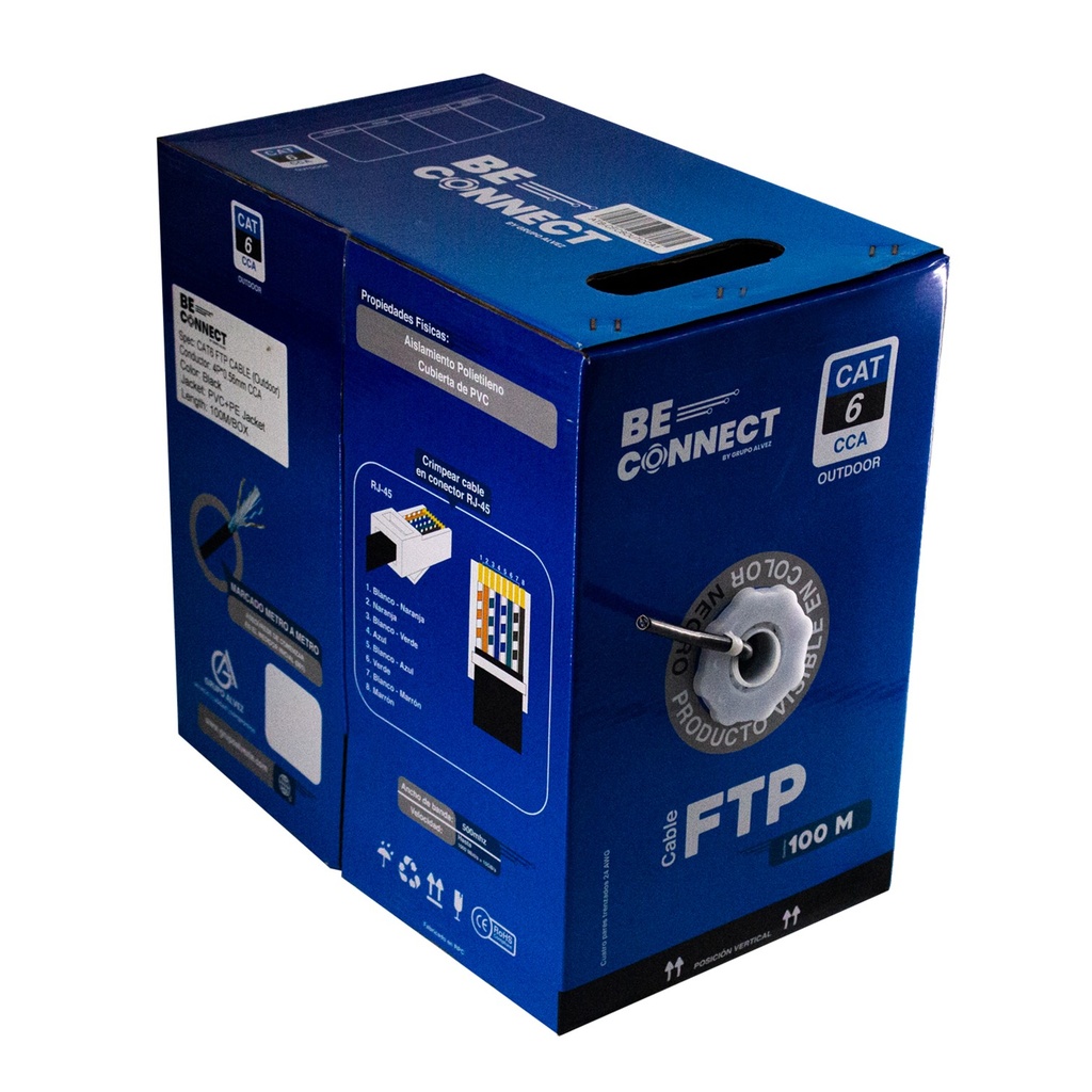 [ATB-CFC6OUTCCA1] Beconnect - Cable FTP Apantallado Outdoor Categoria 6 CCA Doble chaqueta [Bobina 100 Metros]