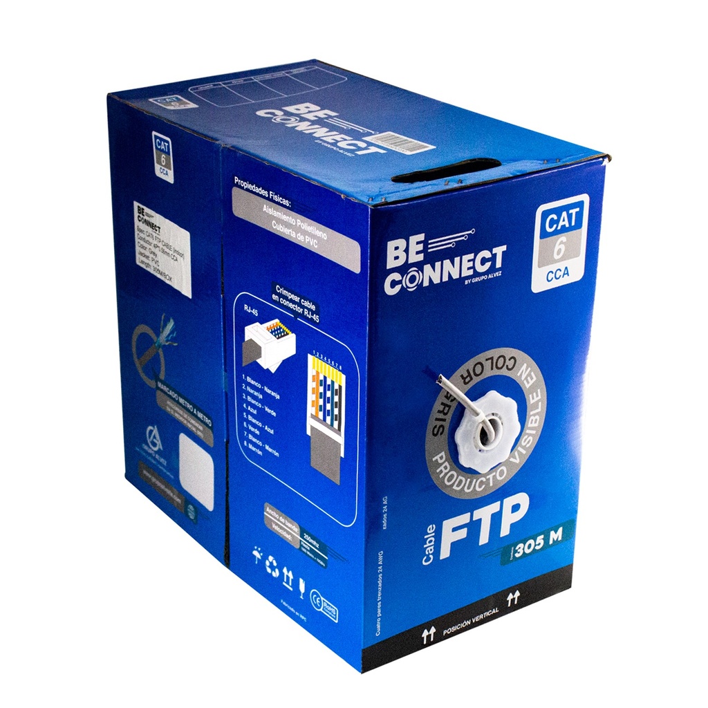 [ATB-CFC6INDCCA3] Beconnect - Cable FTP Apantallado Indoor Categoria 6 CCA [Bobina 305 Metros]