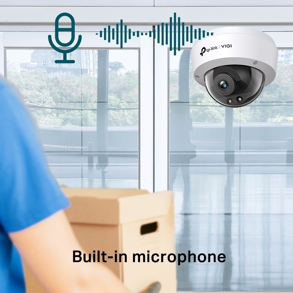 [C240-2.8] Vigi By TP-Link - Cámara IP Alta Definición [4Mp] Tipo Domo Full Color con Audio PoE y 12V IP67 [Lente 2.8mm]