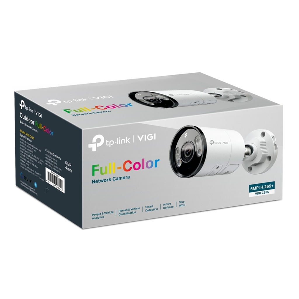 [C355-2.8] Vigi By TP-Link - Cámara IP Alta Definición [5Mp] Tipo Bullet Full Color con Audio PoE y 12 IP67 [Lente 2.8mm]