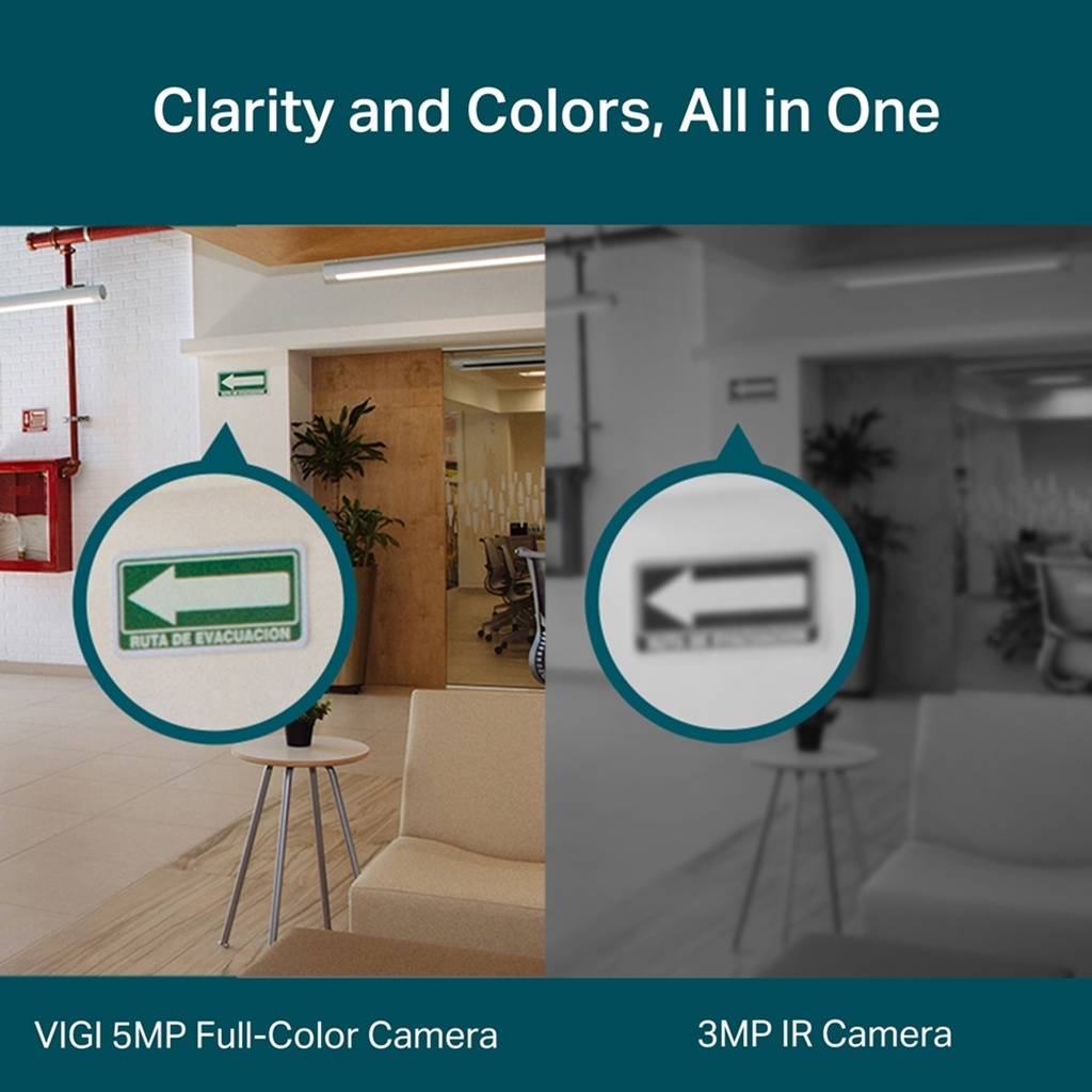 [C450-2.8] Vigi By TP-Link - Cámara IP Alta Definición [5Mp] Tipo Turret Full Color con Audio PoE y 12V [Lente 2.8mm]