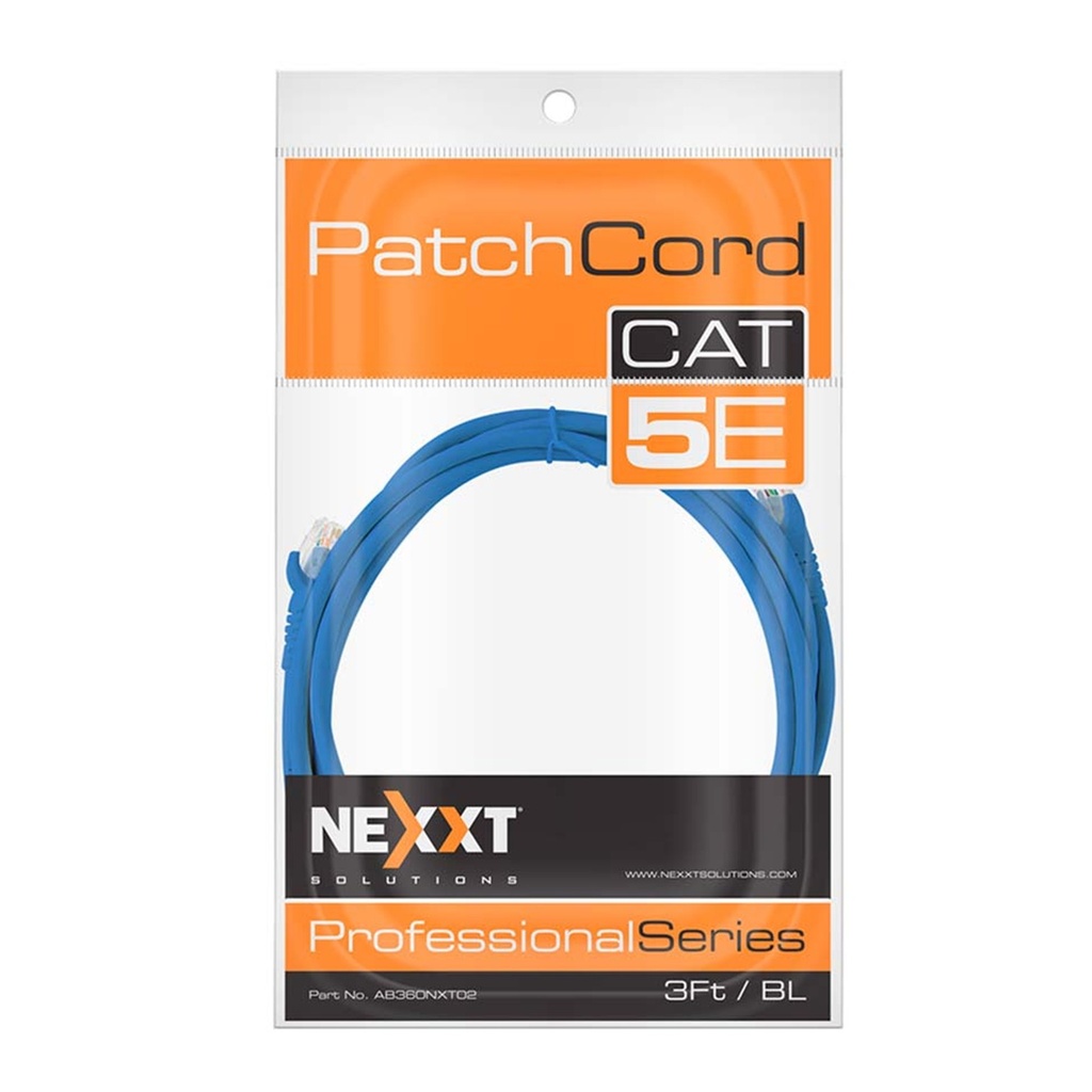 [AB360NXT02] Nexxt - Patch Cord UTP Multifilar Categoria 5E Azul 26AWG Revestimiento CM [1M/3ft] [Unidad]