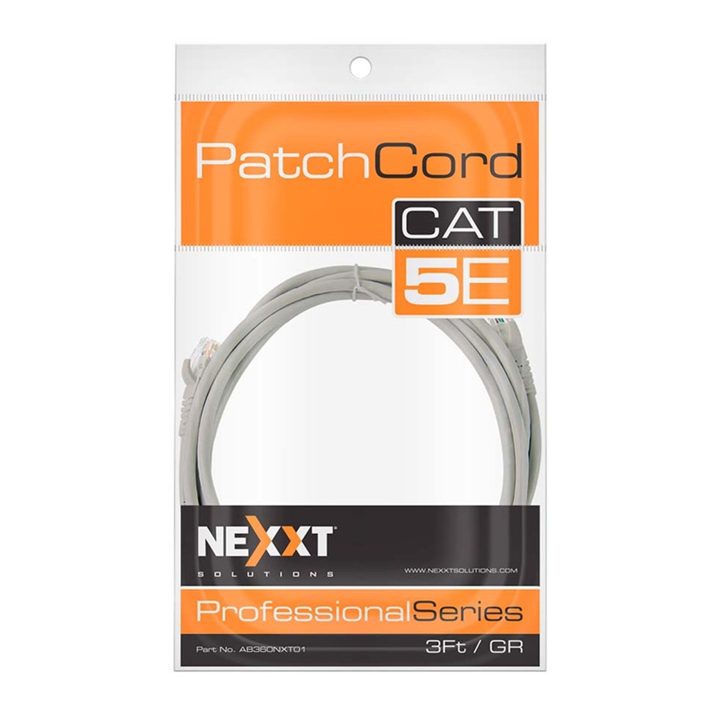 [AB360NXT12] Nexxt - Patch Cord UTP Multifilar Categoria 5E Gris 24AWG Revestimiento CM [2M/7ft] [Unidad]