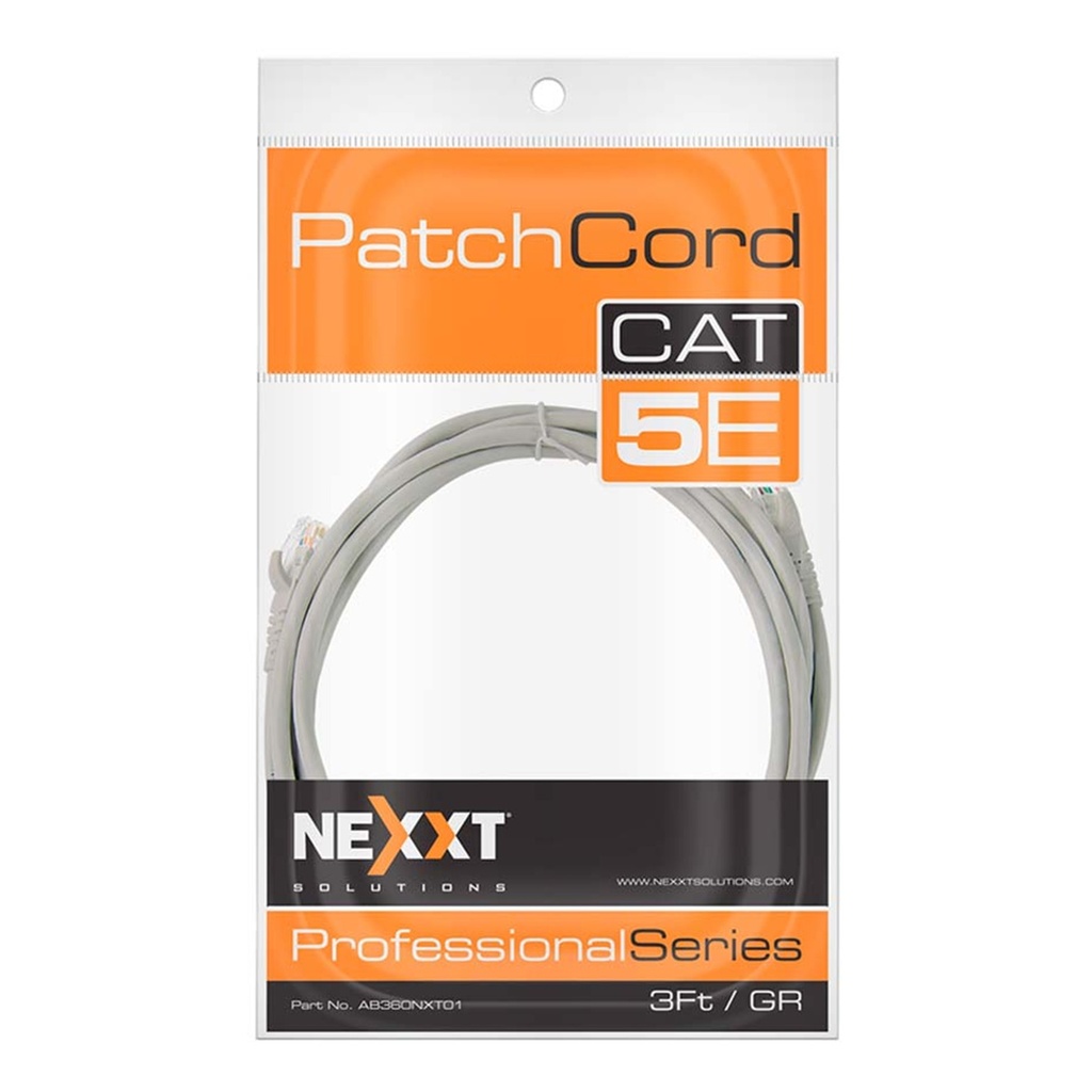 [AB360NXT34] Nexxt - Patch Cord UTP Multifilar Categoria 5E Gris 24AWG Revestimiento CM [4M/14ft] [Unidad]