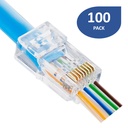 [WP-RJ45CAT5-EZ] Wireplus - Conector RJ45 EZ Categoria 5E Pass-Through Pasante [100 Unidades]