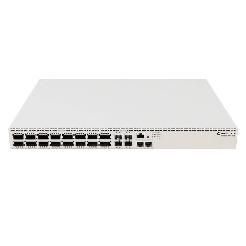 [CRS520-4XS-16XQ-RM] Mikrotik - Cloud Router Switch con 16 puertos 100 Gigabit QSFP28 (123W sin accesorios) RouterOS (solo v7)