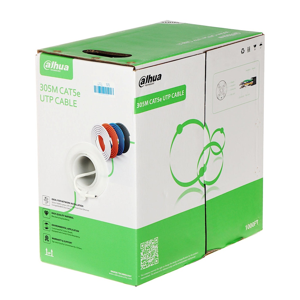[DH-PFM922I-5EUN-C] Dahua - Cable UTP Categoria 5E CCA Interior Blanco 24AWG 0.50MM [Caja 305 Metros]