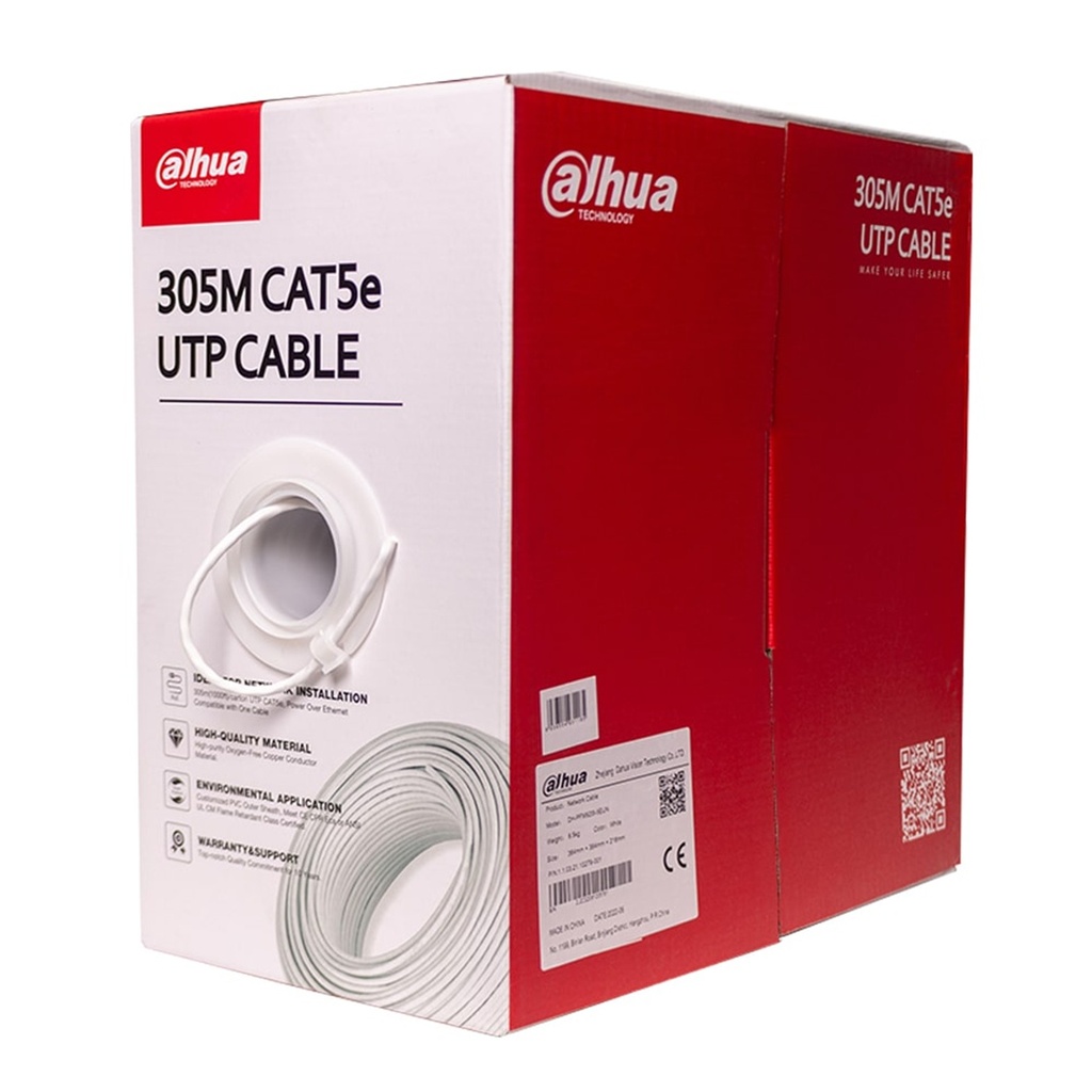 [DH-PFM920I-5EUN] Dahua - Cable UTP Categoria 5E 100% Cobre Interior Blanco 0.45MM [Caja 305 Metros]