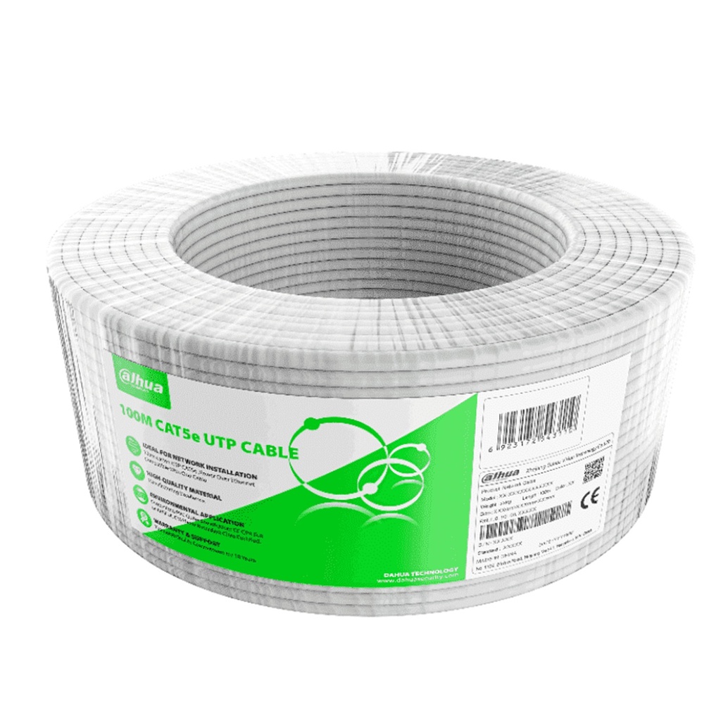 [DH-PFM922I-5EUN-C-100] Dahua - Cable UTP Categoria 5E CCA Interior Blanco 24AWG 0.50MM [Caja 100 Metros]
