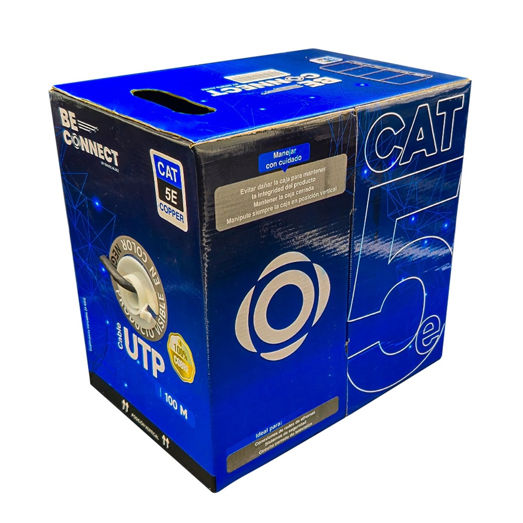 [ATB-CUC5OUTCOP1] Beconnect - Cable UTP Categoria 5e Exterior  100% Cobre Certificado Doble Chaqueta Conductor 0.45MM [Bobina 100 Metros]
