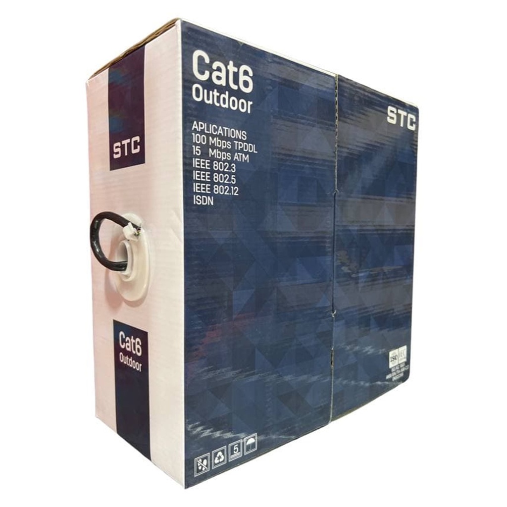 [STC-CAT6EXT-100] STC- Cable UTP Categoria 6 CCA Exterior Negro [Caja 100 Metros]