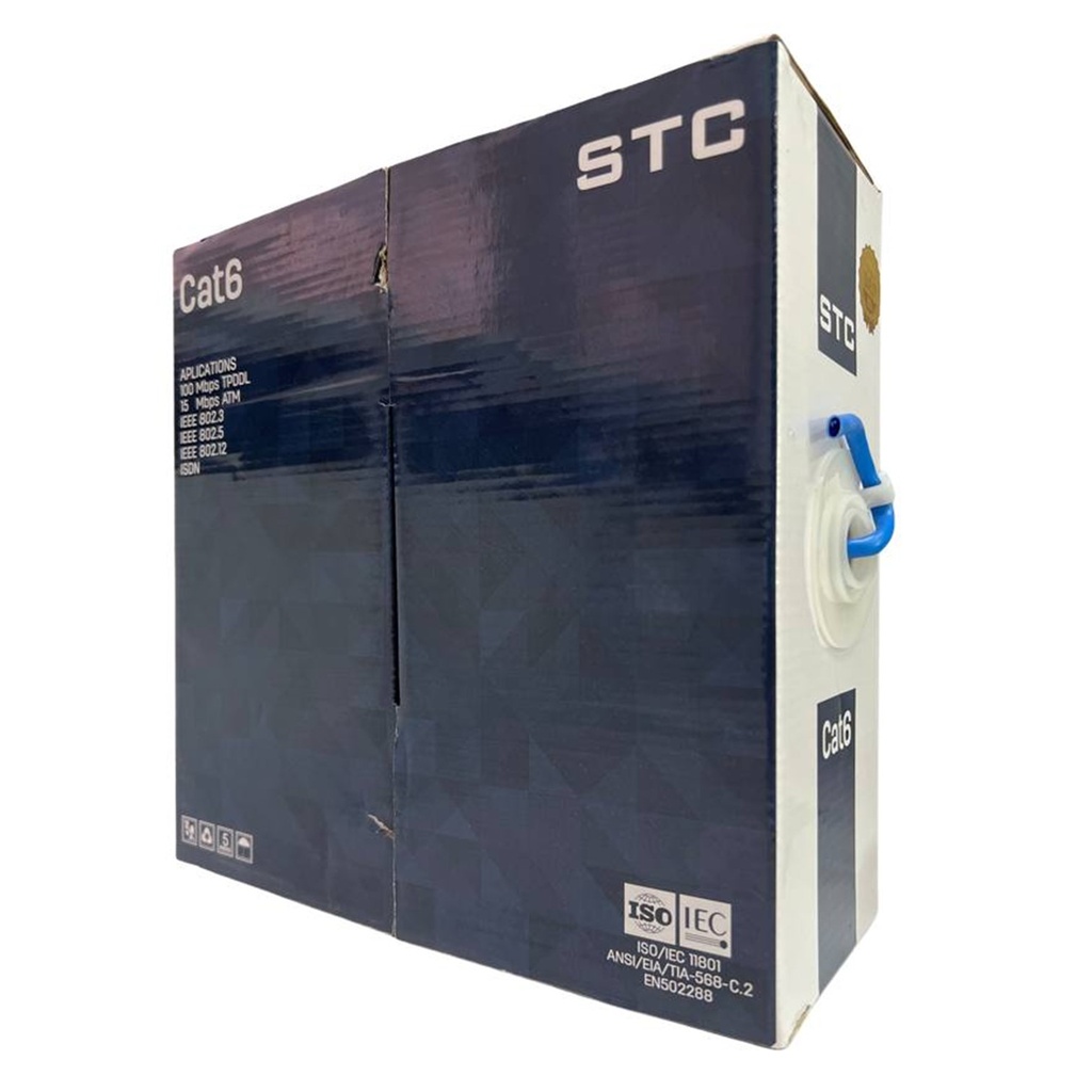 [STC-CAT6-100B] STC- Cable UTP Categoria 6 CCA Interior Azul [Caja 100 Metros]