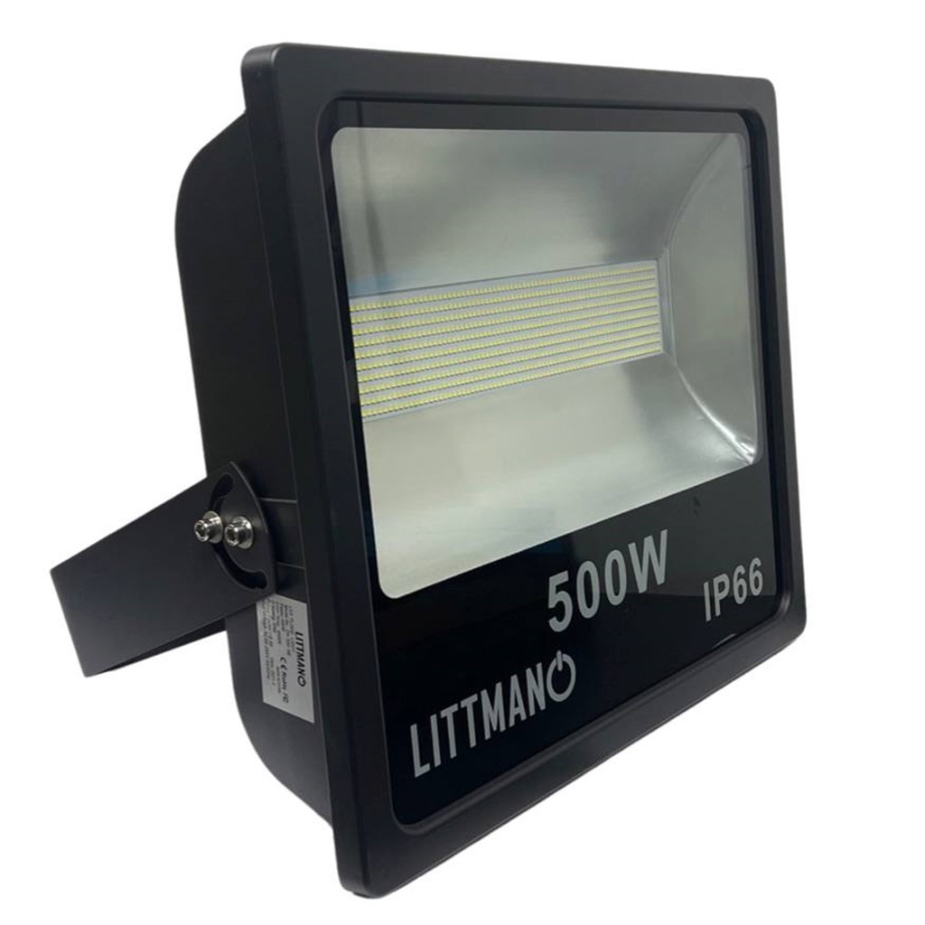 Reflector LED ZH Carcaza Negra 500W 6500K Luz Fria Multivoltajeaje ZH-500-NE Littman
