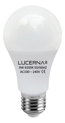 [9W-B-E27-6.5K] Lucerna - Bombillo LED Bulbo 9W 6500K Luz Fria 810lm Rosca E27 A60