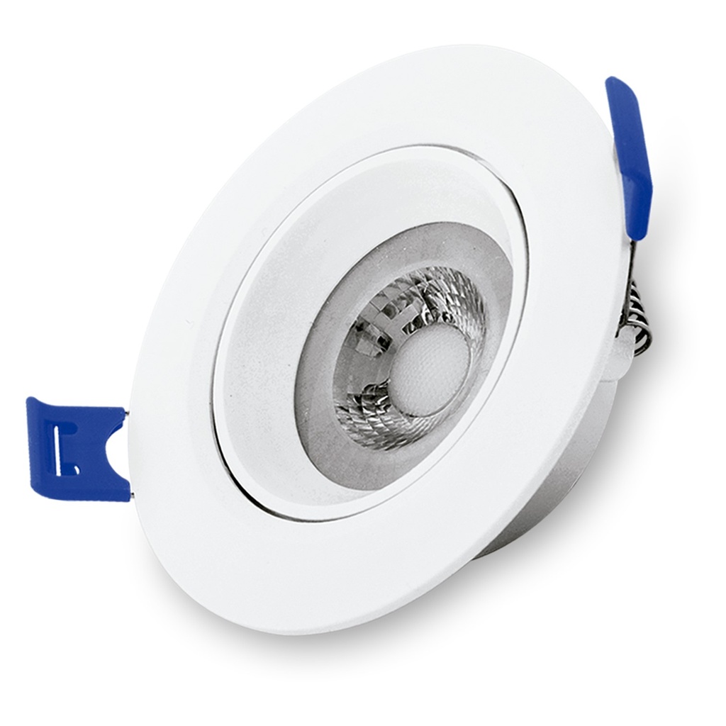 [307-6.5k] Lucerna - Lampara Spot Dirigible LED 7W 6500K Luz Fria Redonda Empotrar Borde Blanco 630lm