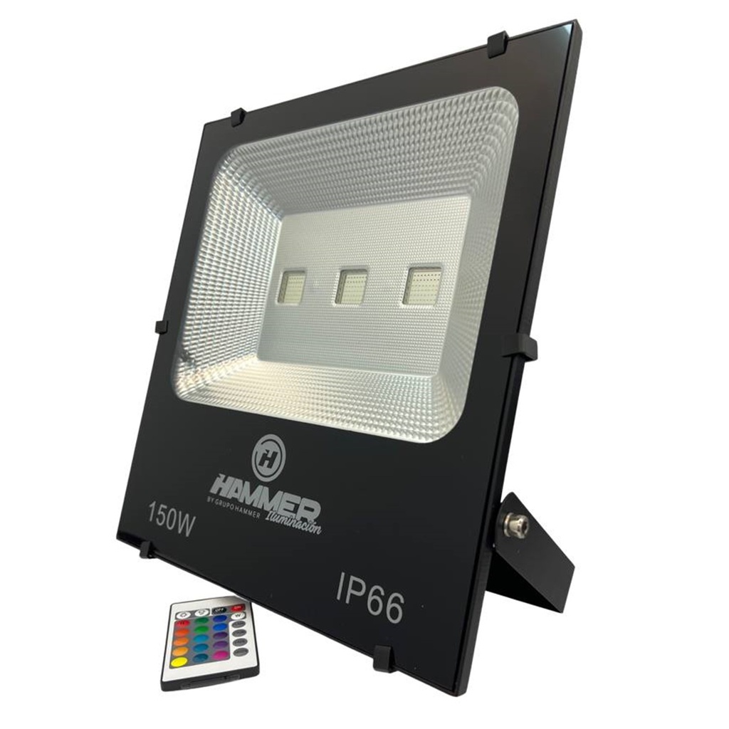 Reflector LED Luces de Colores con Control 150W RGB IP66 Multivoltaje 85/277 Volts FHRG-00150 Hammer