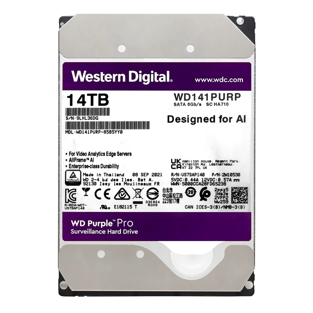 [WD141PURP] Western Digital - Disco Duro Purple SATA III 14Tb 7200 rpm Cache 512Mb 3.5" Videovigilancia
