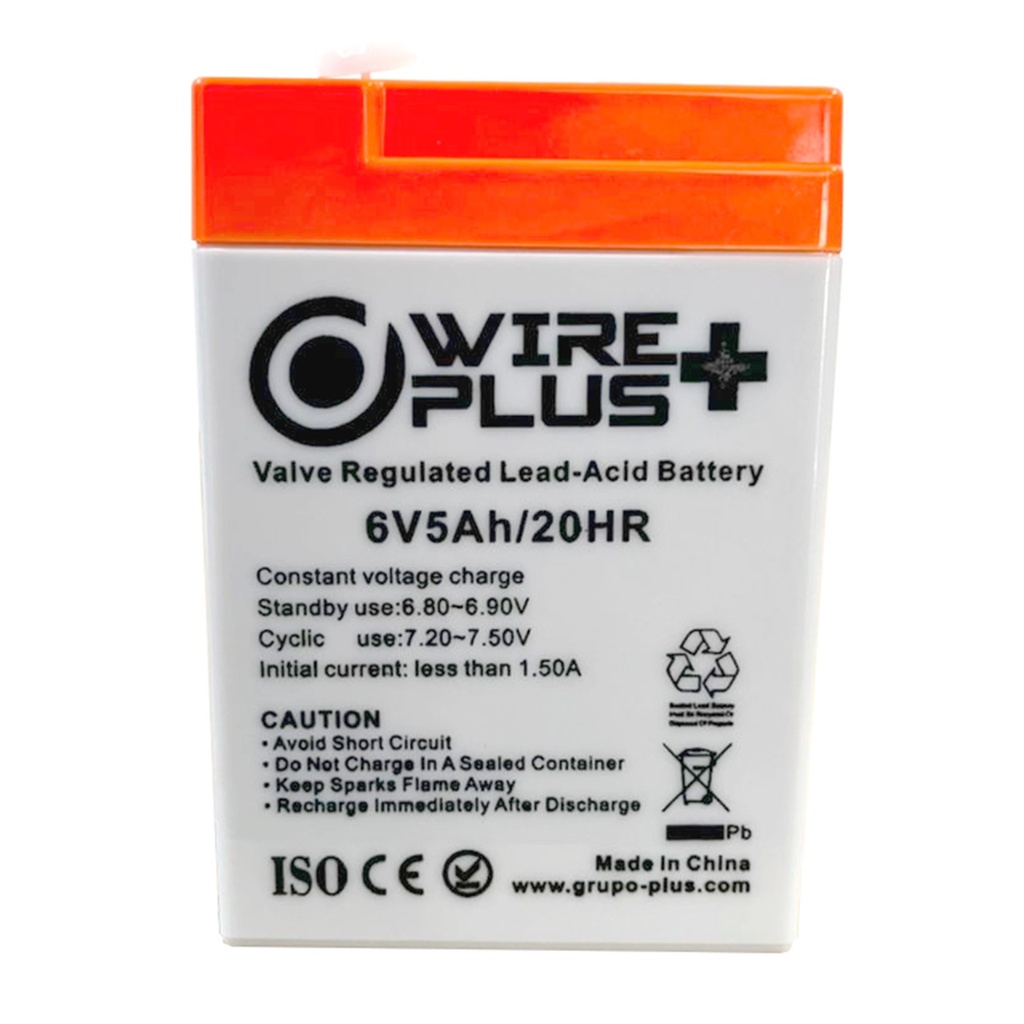 [WP-BAT6V-5A] Wireplus - Bateria Sellada Acido-Plomo 6V 5Ah