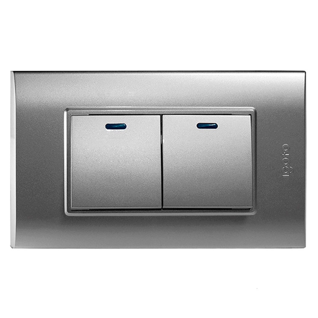[B514-S] Igoto - Interruptor Doble Largo Serie B Plata