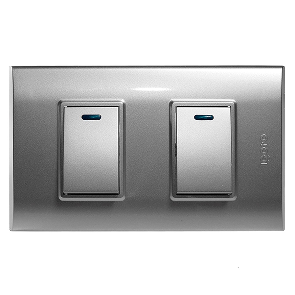 [B514S-S] Igoto - Interruptor Doble Pequeño Serie B Plata