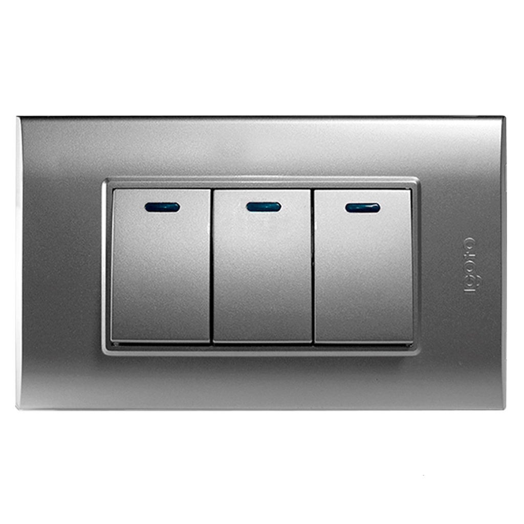 [B516-S] Igoto - Interruptor Triple Serie B Plata