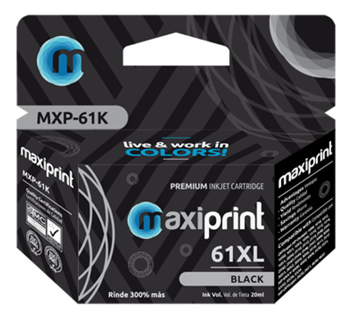 [61XL-NEGRO] Maxiprint - Cartucho Tinta Negro 61XL