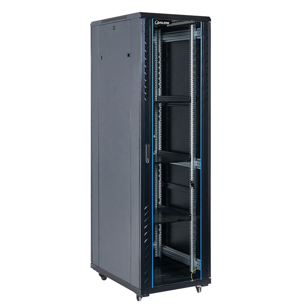[AS6842-VDM/600x800] Onlink - Rack de Piso Cerrado 42U 600x800x2054mm con Puerta Frontal de Vidrio y Doble Puerta Trasera de Malla