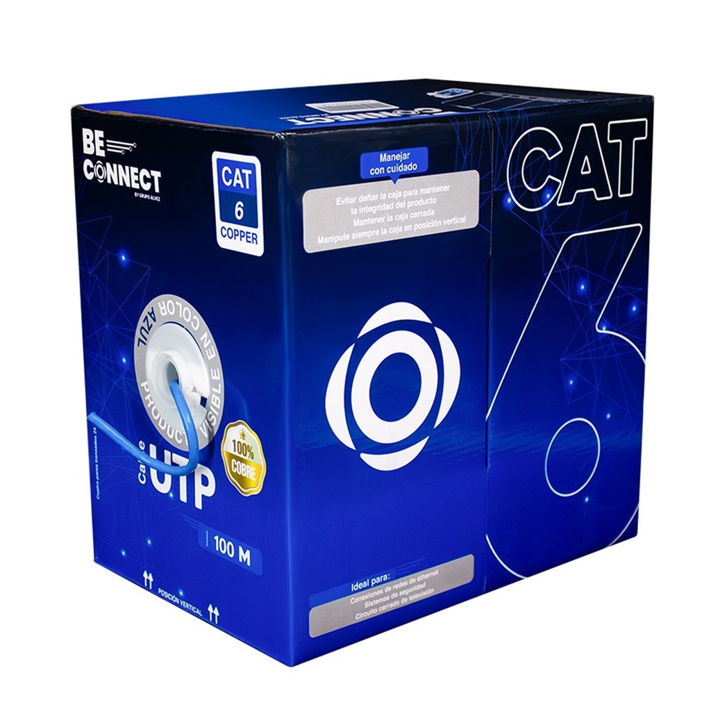 [ATO-CUC6INDCOP1] Beconnect - Cable UTP Categoria 6 100% Cobre Interior Color Azul [Caja 100 Metros]