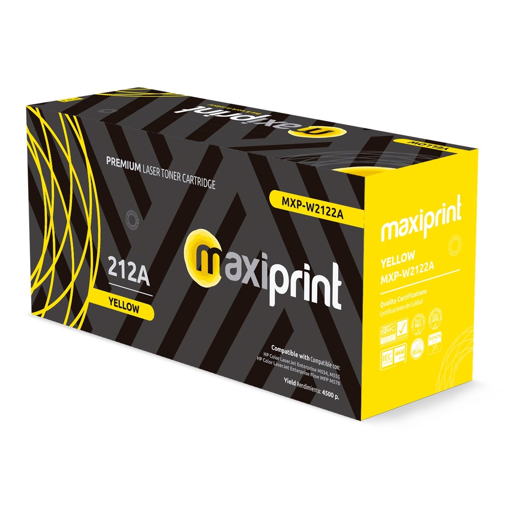 [MXP-W2122A(C/CHIP)] Maxiprint - Toner Compatible HP Yellow 212A [Con Chip]