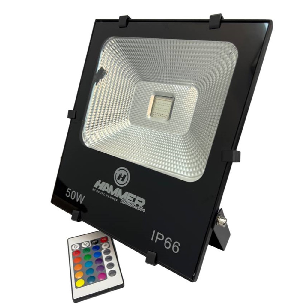 Reflector LED Luces de Colores con Control 50W RGB IP66 Multivoltaje 85/277 Volts FHRG-0050 Hammer