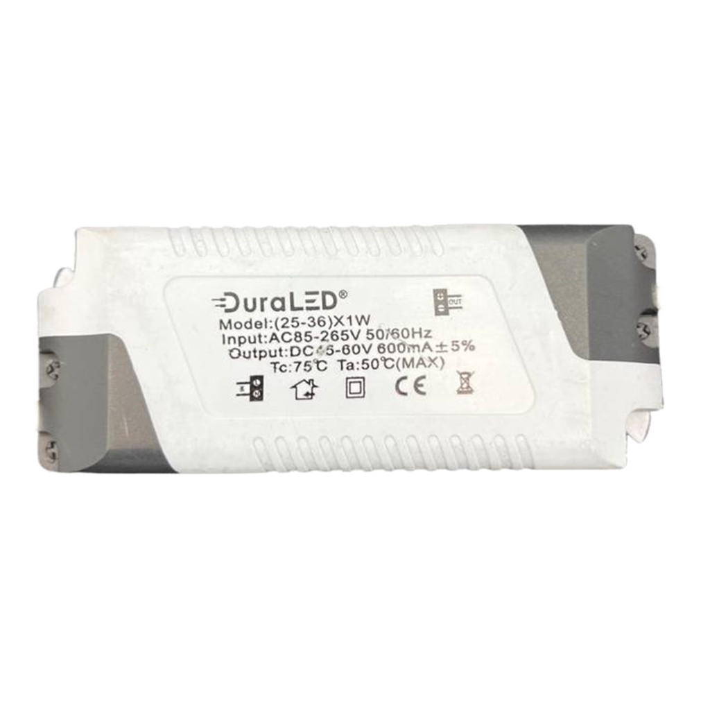 [CON-24-36W] DuraLED - Driver Controlador 25/36W Multivoltaje Conector Cuadrado
