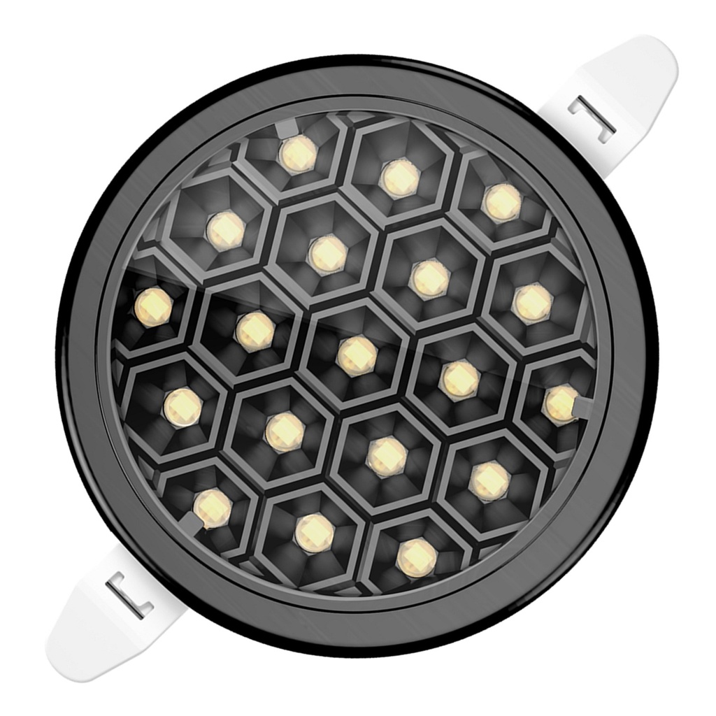 [DL-025-AG] DuraLED - Lampara Panel LED 9W 6500K Luz Fria Tipo Colmena Redonda Empotrar Borde Negro