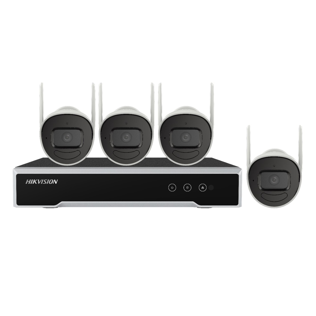 [NK42W0H-1T(WD)(D)] Hikvision -Kit IP Inalámbrico 1080P NVR 4 Canales 4 Cámaras Bullet 1 HDD de 1 TB Modo Repetidor